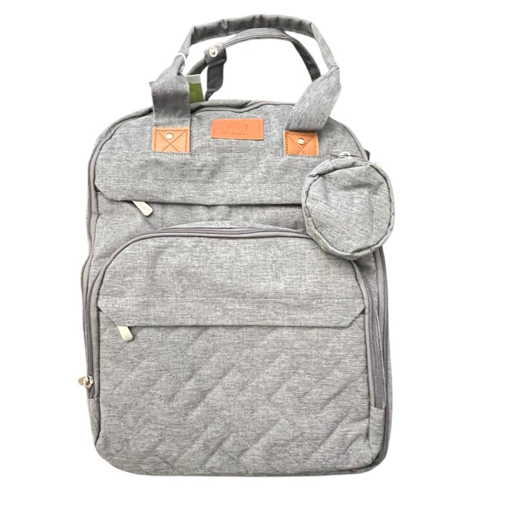 Keababies Gray Quilted ROVE Diaper Backpack Baby Bag NEW 18 Pockets Change Mat